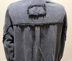 POL Black Denim Jacket Dress Womens M Collared Long Sleeve Oversized