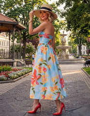 ZARA 2026 MULTICOLORED FLORAL POPLIN MIDI DRESS sz L 2784/316