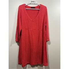 Cut Loose Red Striped V-Neck Long Sleeve Dress Size XL