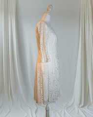 Rabbit Rabbit Rabbit Designs White Floral Lace Dress Round Neck 3/4 Sleeve Size4