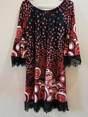 White Mark Dress Lace Crochet Stretch, Black, White, Pink, Red Size 2x