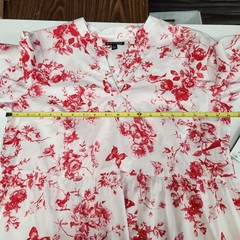 Sam & Jess Babydoll Printed Split Neck Pink Poppy Floral Dress Womens Size L NWT