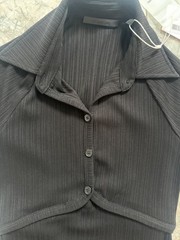Helmut Lang Short sleeved collared black ribbed dress back cutout sz XS
