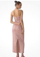MAC DUGGAL Sequined Faux Bow Column Gown Pink Sequin Size 4 NWT $398