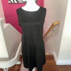 Merona Dress Black/Gray Patterned Sleeveless Side Zipper Size M