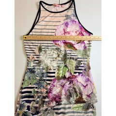 Ted Baker Laya Peony Stripped Midi Dress Size 4