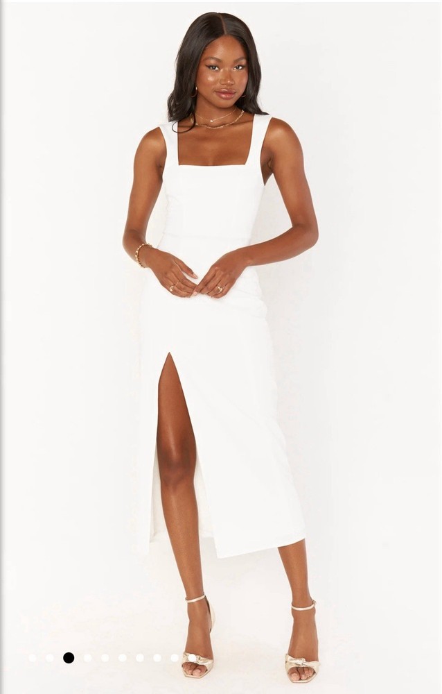 Show Me Your Mumu Eden Midi White Ivory Stretch Dress *Current Style* Size Med