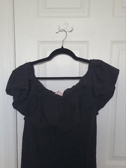 NWT Club L London Black Ruffle Off Shoulder Maxi Dress Size 12 US/ 16UK
