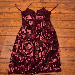 City Triangles Burgundy Sequin Lace Up Back Bodycon Mini Dress Womens Size 0