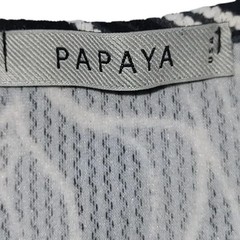Papaya Medium Black Bodycon Dress V-Neck Lace Trim USA Black Gray White Print