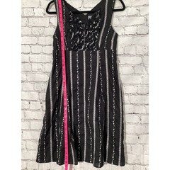 Rabbit Rabbit Rabbit Designs Dress size 6 Black White Embroidered/Ruffle Stripe