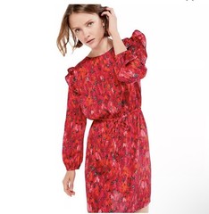 NIC+ZOE Mix And Mingle Dress Red Multi Ruffle Long Sleeve Womens.. Size XXL