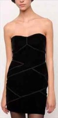 Silence+Noise Dress Womens Size Medium Black Strapless Velvet goth party Y2K