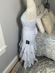Lulus Blue Embroidered One-Shoulder Midi Dress Blue Small NWT