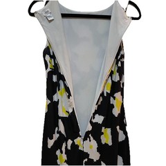 VTG CACHE Black, Yellow and White Crew Neck Sleeveless Y2K Dress Sz 4