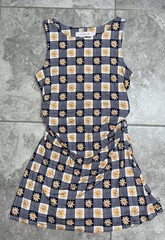 Lisa Says Gah Stretch Knit Sleeveless Mini Dress Gingham Daisy Floral Ruched M