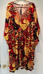1X/2X/3X New Black Red Yellow Print Sequin Kaftan Beach Cover Dress Nightgown