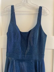 AMARRA Royal Blue Glitter Formal Ball Gown Size 14 Pockets Slit Bridesmaid Maxi