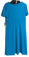 Eddie Bauer Travel Dress Sz L Teal Blue Casual Comfort Lightweight Stretch NWT