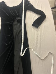 Vintage 90s Black Velvet Cocktail Dress Sz 4 Ruching Event Formal Gothic Slit
