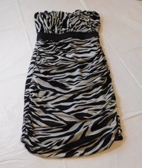 Charlotte Russe Juniors Womens Black White Zebra Stripes Size XS Party Dress
