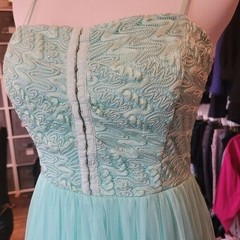 City Triangles Mint Green Lace Tulle Fit Flare Party Dress 9 Metallic Prom Mesh