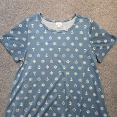 Lularoe Dress Womens Size XL Blue Carly Sheath Anchor Nautical Casual Comfort