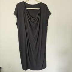 EILEEN FISHER Grey Cowl Neck Drape Jersey Dress M Loose Fit Chic Modest Casual