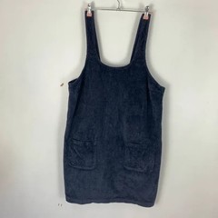 Fat Face Jumbo Cord Dress Womens 16 Navy Blue Corduroy Pinafore Short Dungaree