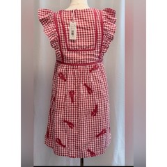 NWT Vineyard Vines Lobster Gingham Ruffle Dress XXS Red Cape Cod Coastal