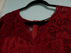 Womens Miusol Dress Lace Lined XXL Wine Zip 3/4 Sleeves V Neck