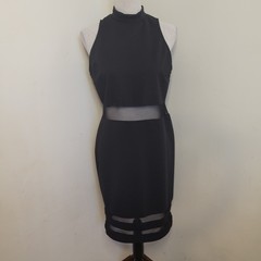 Glamorous Little Black Dress Womens Large Sleeveless Mesh Cutout Knee Length NWT