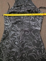 Enfocus Studio Black Silver Paisley Sheath Halter Knee Dress Sleeveless 4