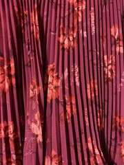 AMUR Floral Pleated Midi Dress Pink Red Chiffon 100% Recycled Polyester Size 8