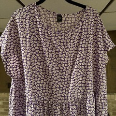 Emery Rose Purple White Floral Tiered MIDI Dress Modest Shein 2X A2021