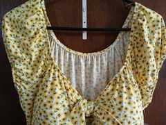 No Boundaries Sunflower Dress Xlg (15-17) Yellow Milkmaid 90s Babydoll Front Tye