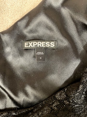 Express Sleeveless Single-Strap Ruched Black Lace Lined Dress Size 0 Side Zip