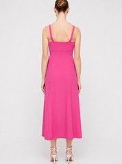 Scanlan Theodore Midi Dres Crepe Knit Square Neck Pink Size M