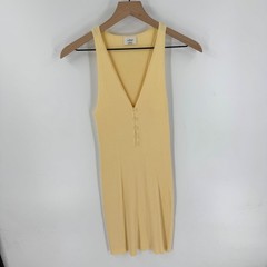 Aritzia Wilfred Sleeveless Ribbed Henley Mini Dress Butter Yellow Size M Fitted