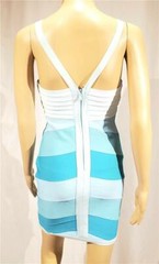 New 2b Bebe Aqua Turquoise Multi Stripe V-Neck Bodycon Dress – NWT – Size S
