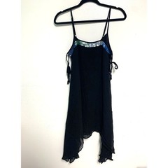 PJK Patterson J. Kincaid Black Beaded A-Symmetrical Trans Charles Dress Size XS