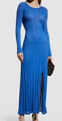 $996 Koche Women&rsquo;s Blue Long Sleeve Knit Split Hem Maxi Dress Size L