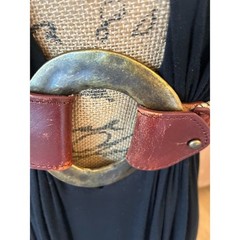 Y2K Sky Black Halter Maxi Dress leather belt ring detail medium