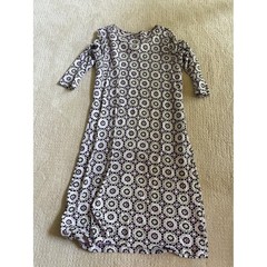Lands End Womens XL Petite Purple Geometric Starburst Cotton Knit Sheath Dress