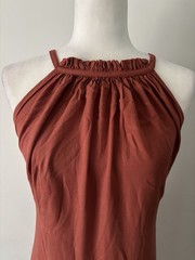 Olivin Rust Solid Halter Backless Open Back Tie Sleeveless Maxi Long Dress M