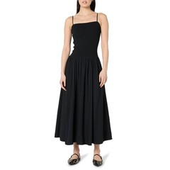 The Drop Women&rsquo;s Florencia Smocked Bodice Maxi Dress Black Linen Regular Fit S