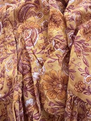 Patrons of Peace Toluca Border Orange Yellow Paisley A Line Swing Dress Size M