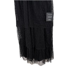 Lulus Medium Burnout Tie-Strap Bustier Midi Dress Polka Dot Tiered Black NWT