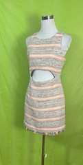 Lovers + Friends Women Size Medium Dress Tweed Sleeveless Cutout Festival Event￼