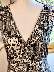 Anthropologie Maeve Stretch Dress, Black & White Floral Pattern Size XL